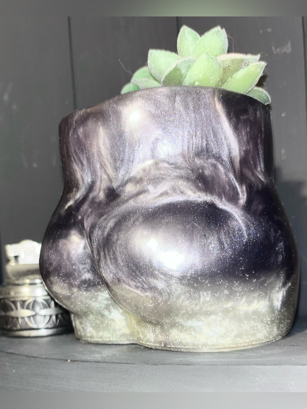 Acrylic Planter, Coin or Catch-All, Pen or Makeup Brush Holder, Curvy Butt Vase